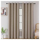CUCRAF 100percent Blackout Window Curtains 84 inches Long 2 Panels Set, Faux Linen Look Thermal Insulated Grommet Drapes, Room Darkening Curtain for Bedroom Living Room(W52 x L84 Inch, Light Khaki) -  CUCRAF 100percent Blackout Window Curtains 84 inches Long 2 Panels Set, Faux Linen Look Thermal Insulated Grommet Drapes, Room Darkening Curtain for Bedroom Living Room(W52 x L84 Inch, Light Khaki) -