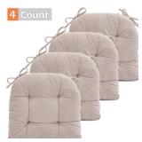 GYALAPERI Chair Cushions for Dining Chairs Set of 4, Tufted Textured and Non-Slip Kitchen Chair Cushions Pads with Ties, Seat Cushions for Kitchen Patio Office Chairs, Beige - Retail: $37 GYALAPERI Chair Cushions for Dining Chairs Set of 4, Tufted Textured and Non-Slip Kitchen Chair Cushions Pads with Ties, Seat Cushions for Kitchen Patio Office Chairs, Beige - Retail: $37