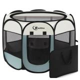 Siedihit Dog Cat Playpen, Puppy Pet Playpen Indoor for Small Dogs Tent Crates Cage Outdoor, Portable Pop Up Dog Kennel Playpen with Carrying Case for Dogs/Cats/Rabbits, Removable Zipper Top, Grey - Re Siedihit Dog Cat Playpen, Puppy Pet Playpen Indoor for Small Dogs Tent Crates Cage Outdoor, Portable Pop Up Dog Kennel Playpen with Carrying Case for Dogs/Cats/Rabbits, Removable Zipper Top, Grey - Re