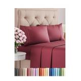 Queen Size 4 Piece Sheet Set - Comfy Breathable and Cooling Bed Sheets Set - Hotel Luxury Bedding for Women, Men, Kids, Teens, Boys and Girls - Deep Pockets, Ultra-Soft, Wrinkle Free - Oeko-Tex - Burg Queen Size 4 Piece Sheet Set - Comfy Breathable and Cooling Bed Sheets Set - Hotel Luxury Bedding for Women, Men, Kids, Teens, Boys and Girls - Deep Pockets, Ultra-Soft, Wrinkle Free - Oeko-Tex - Burg