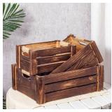 TIMRIS Set of 3 Rustic Wood Nesting Crates, Farmhouse Wooden Storage Container Boxes with Cutout Handles, Decorative Wooden Baskets for Display (Rustic Brown) - Retail: $40 TIMRIS Set of 3 Rustic Wood Nesting Crates, Farmhouse Wooden Storage Container Boxes with Cutout Handles, Decorative Wooden Baskets for Display (Rustic Brown) - Retail: $40