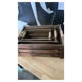 TIMRIS Set of 3 Rustic Wood Nesting Crates, Farmhouse Wooden Storage Container Boxes with Cutout Handles, Decorative Wooden Baskets for Display (Rustic Brown) - Retail: $40 TIMRIS Set of 3 Rustic Wood Nesting Crates, Farmhouse Wooden Storage Container Boxes with Cutout Handles, Decorative Wooden Baskets for Display (Rustic Brown) - Retail: $40
