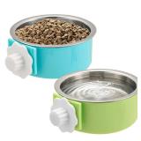 Mechpia 2 Pieces Crate Dog Bowl, Removable Stainless Steel Pet Kennel Hanging Food Water Feeder Bowl Cage Coop Cup for Puppy Medium Dog Cat Rabbit Ferret Bird (Blue,Green) - Retail: $10 Mechpia 2 Pieces Crate Dog Bowl, Removable Stainless Steel Pet Kennel Hanging Food Water Feeder Bowl Cage Coop Cup for Puppy Medium Dog Cat Rabbit Ferret Bird (Blue,Green) - Retail: $10