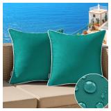 MIULEE Pack of 2 Outdoor Waterproof Pillow Covers Decorative Farmhouse Throw Pillow Covers Square Solid Color Couch Pillow Covers Spring for Patio Tent Bed Sofa Living Room 16x16 Inch Dark Teal MIULEE Pack of 2 Outdoor Waterproof Pillow Covers Decorative Farmhouse Throw Pillow Covers Square Solid Color Couch Pillow Covers Spring for Patio Tent Bed Sofa Living Room 16x16 Inch Dark Teal