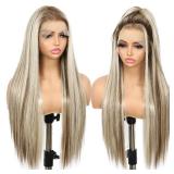 BABEHERS 13X6 Highlight Blonde Lace Front Wig Glueless Synthetic Wigs for Women Long Straight Pre-Plucked Hairline Ready to Wear 26 Inch Daily Party Use - Retail: $45 BABEHERS 13X6 Highlight Blonde Lace Front Wig Glueless Synthetic Wigs for Women Long Straight Pre-Plucked Hairline Ready to Wear 26 Inch Daily Party Use - Retail: $45