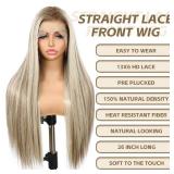BABEHERS 13X6 Highlight Blonde Lace Front Wig Glueless Synthetic Wigs for Women Long Straight Pre-Plucked Hairline Ready to Wear 26 Inch Daily Party Use - Retail: $45 BABEHERS 13X6 Highlight Blonde Lace Front Wig Glueless Synthetic Wigs for Women Long Straight Pre-Plucked Hairline Ready to Wear 26 Inch Daily Party Use - Retail: $45