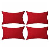Home Brilliant Red Outdoor Pillows Christmas Waterproof Linen Pillow Covers Farmhouse Rectangle Lumbar Throw Pillow for Living Room Balcony Patio Couch, Pack of 4, 12 inch x 20 inch (30 x 50 cm) - Ret Home Brilliant Red Outdoor Pillows Christmas Waterproof Linen Pillow Covers Farmhouse Rectangle Lumbar Throw Pillow for Living Room Balcony Patio Couch, Pack of 4, 12 inch x 20 inch (30 x 50 cm) - Ret