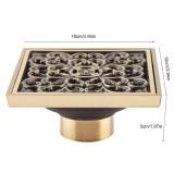 3.9 inch Square Shower Drain, Antique Brass Shower Floor Drain Bathroom Ground Drainer Grate with Removable Hollow Strainer Cover(#1) - Retail: $23 3.9 inch Square Shower Drain, Antique Brass Shower Floor Drain Bathroom Ground Drainer Grate with Removable Hollow Strainer Cover(#1) - Retail: $23
