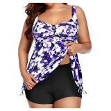 Aquaeve Two Piece Purple Flowers Swimsuit, 18W Aquaeve Two Piece Purple Flowers Swimsuit, 18W