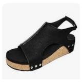 Black Leather Cork Platform Sandals size 6 - Retail: $25 Black Leather Cork Platform Sandals size 6 - Retail: $25