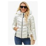 Metallic White Puffer Winter Coat L - Retail: $70 Metallic White Puffer Winter Coat L - Retail: $70