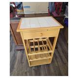 Wooden Kitchen Cart with Tile Top Wooden Kitchen Cart with Tile Top
