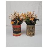 Mid-Century Advertising Cans Repurposed as Flower Vases Mid-Century Advertising Cans Repurposed as Flower Vases