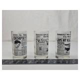 Historical Newspaper Headlines Drinking Glass Set Historical Newspaper Headlines Drinking Glass Set