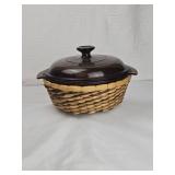 Pyrex Vision Amber Glass Casserole with Woven Basket Pyrex Vision Amber Glass Casserole with Woven Basket