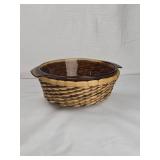 Pyrex Vision Amber Glass Casserole with Woven Basket Pyrex Vision Amber Glass Casserole with Woven Basket
