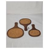 Mid-Century Wood and Cork Trivets Set Mid-Century Wood and Cork Trivets Set