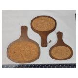 Mid-Century Wood and Cork Trivets Set Mid-Century Wood and Cork Trivets Set