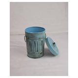 Retro Blue Metal Mini Trash Can Retro Blue Metal Mini Trash Can