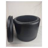 Round Black Leather Ottoman Storage Stool Round Black Leather Ottoman Storage Stool