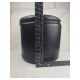 Round Black Leather Ottoman Storage Stool Round Black Leather Ottoman Storage Stool