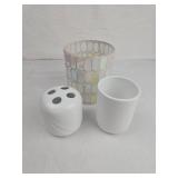 Bathroom Accessory Set with Iridescent Glass Bathroom Accessory Set with Iridescent Glass