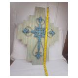 Decorative Wooden Cross with Ornate Metal Overlay Decorative Wooden Cross with Ornate Metal Overlay