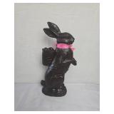 Black Standing Rabbit with Pink Bow and Basket Black Standing Rabbit with Pink Bow and Basket