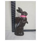Black Standing Rabbit with Pink Bow and Basket Black Standing Rabbit with Pink Bow and Basket