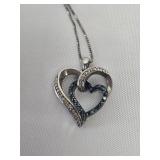 Blue and White Diamond Heart Pendant Necklace Blue and White Diamond Heart Pendant Necklace