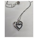 Blue and White Diamond Heart Pendant Necklace Blue and White Diamond Heart Pendant Necklace