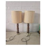 Mid-Century Wood and Brass Table Lamps Mid-Century Wood and Brass Table Lamps