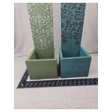 Decorative Wooden Box Planters with Stenciled Posts Decorative Wooden Box Planters with Stenciled Posts