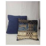 Decorative Navy Blue and Cream Tapestry Throw Pillows 15x15 Decorative Navy Blue and Cream Tapestry Throw Pillows 15x15