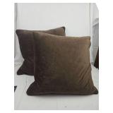 Filled with Genuine DOWN Brown Velvet Decorative Throw Pillows Set of 2 Filled with Genuine DOWN Brown Velvet Decorative Throw Pillows Set of 2