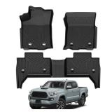 FACTORY SEALED - Falafa Floor Mats Fit Toyota Tacoma 2016-2023 (Only for Double Cab), All Weather Custom TPE Floor Liner 1st & 2nd Row Tacoma Car Mats, Black