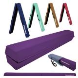 APPEARS NEW - 8 FT Balance Beam Folding Gymnastics Beam - Extra Firm - PU Leather Cover - Anti Slip Bottom with Carry Bag for Kids/Adults Home Use