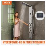 APPEARS NEW - VEVOR Shower Panel Tower System, 6 Shower Modes, LED & Screen Hydroelectricity Shower Panel, Rainfall, Waterfall, 5 Massage Jets, Tub Spout, Handheld Shower, Stainless Steel Wall-Mounted