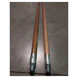 APPEARS NEW - Rubbermaid Commercial Products Lacquered-Wood Broom Handle With Threaded Metal Tip, 60, Natural for Floor Cleaning/Sweeping in Home/Office - set of 2