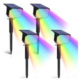Solar Lights Waterproof 7 Modes Christmas Solar Spot Lights 29 LED Colorful Solar Powered Garden Landscape Spotlights 2 Mounting Ways Solar Lights for Outside Yard Patio Porch Driveway (4 Pack)