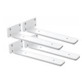 4 Pack Shelf Brackets White 16 Inch/1 FT Floating Shelf Bracket 1/5 inch Thick Heavy Duty Hidden Shelf Brackets Iron Metal Brackets for Shelf Support with Screw Included (Missing 1)