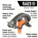 APPEARS NEW - Klein Tools 51605 Iron Conduit Bender Full Assembly, 1-Inch EMT and 3/4-Inch Rigid, Wide Foot Pedal, Benchmark Symbols and Angle Setter  - Retail: $105