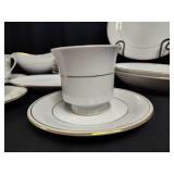 Elegant White and Gold-Toned Trimmed Fine China Dining Set (More Not Pictured)