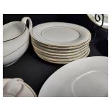 Elegant White and Gold-Toned Trimmed Fine China Dining Set (More Not Pictured)