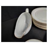 Elegant White and Gold-Toned Trimmed Fine China Dining Set (More Not Pictured)