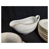 Elegant White and Gold-Toned Trimmed Fine China Dining Set (More Not Pictured)