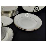Elegant White and Gold-Toned Trimmed Fine China Dining Set (More Not Pictured)