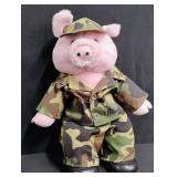 Military Pig Plush Toy in Camouflage Uniform