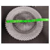 Crystal Cut Glass Serving Bowl with Glass Candle Plate