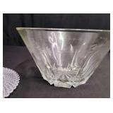 Crystal Cut Glass Serving Bowl with Glass Candle Plate